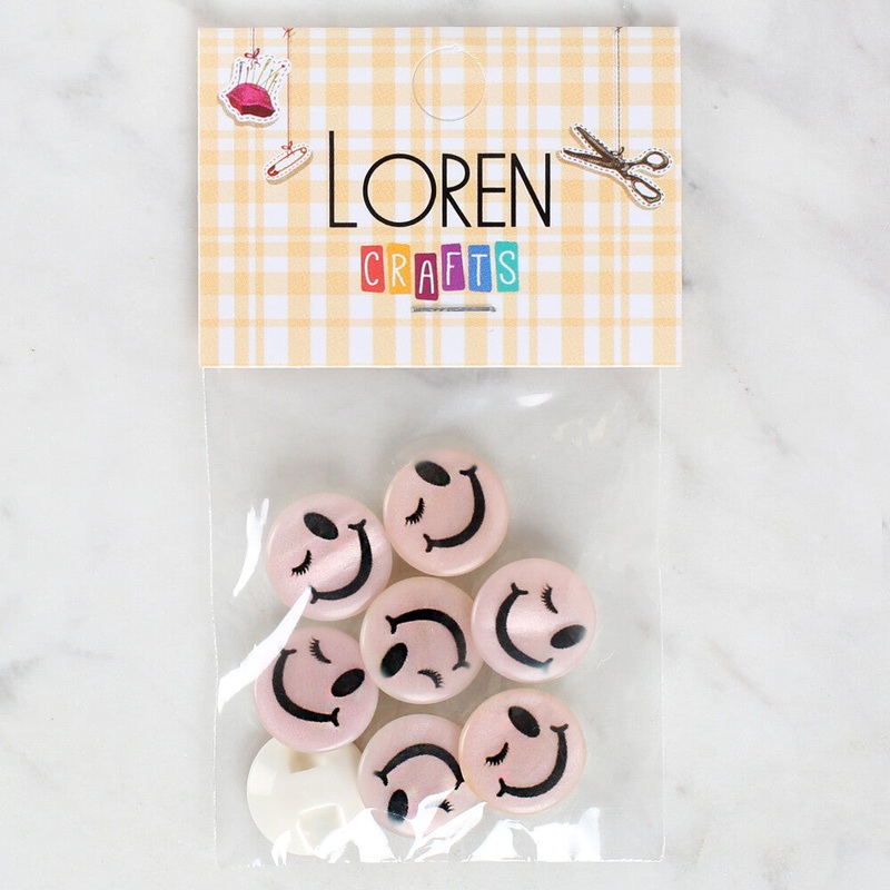 Loren Crafts 8 Pack Smiley Face Patterned Button – 1026