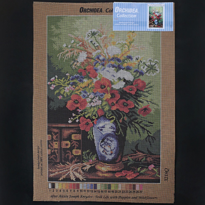 Orchidea 40×60 cm Alexis Joseph Kreyder Still With Poppies And Wildflowers Printed Gobelin 3218Q