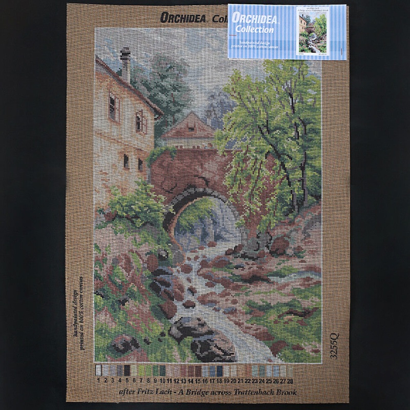Orchidea 40×60 cm Fritz Lach – A Bridge Across Tranttenbach Brook Printed Gobelin 3255Q