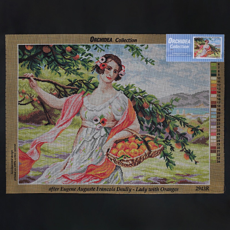 Orchidea 50×70 cm Eugene Auguste Francois Deully – Lady With Oranges Printed Gobelin 2943R