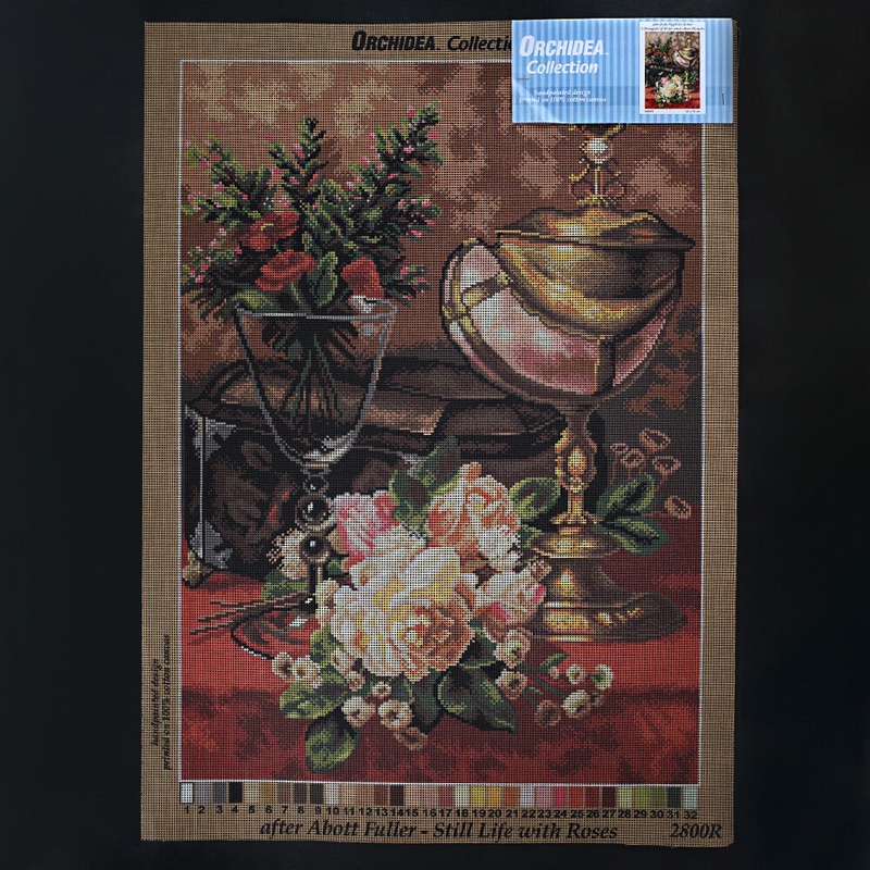 Orchidea 50×70 cm Jean Baptiste – Robie A Bouquet Of Roses And Other Flowers Printed Gobelin 2800R