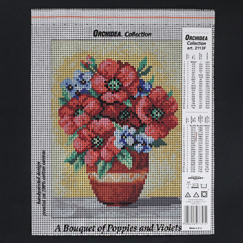 Orchidea 18×24 cm A Bouquet Of Poppies And Violets Printed Gobelin 2113F