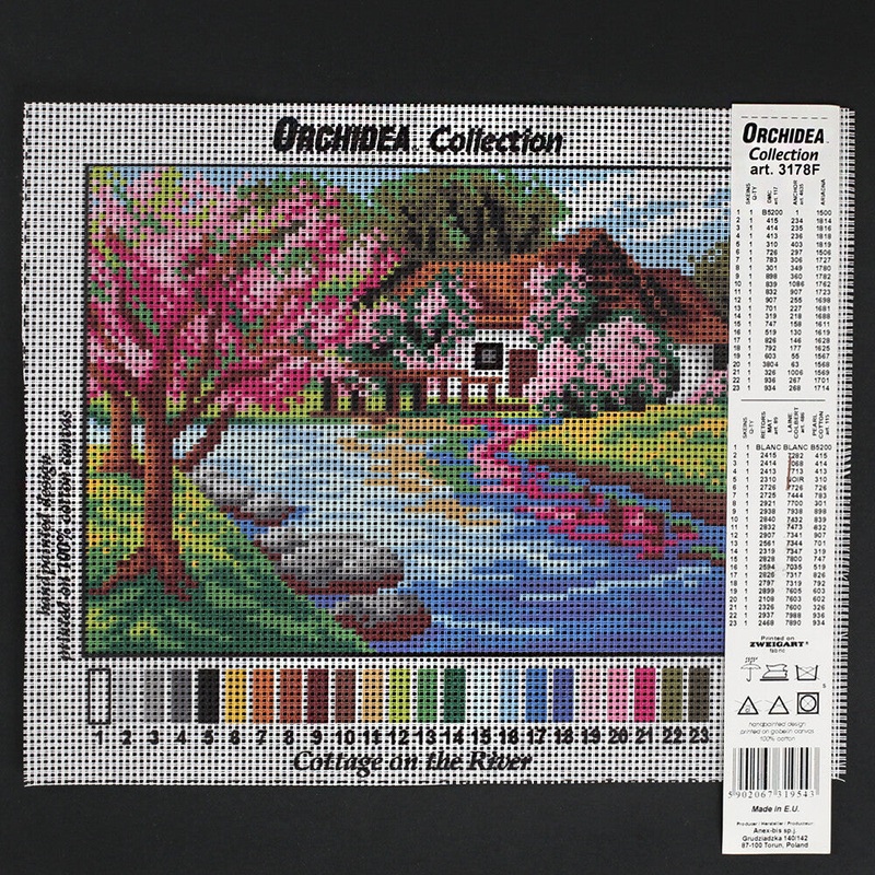 Orchidea 18×24 cm Cottage On The River Printed Gobelin 3178F