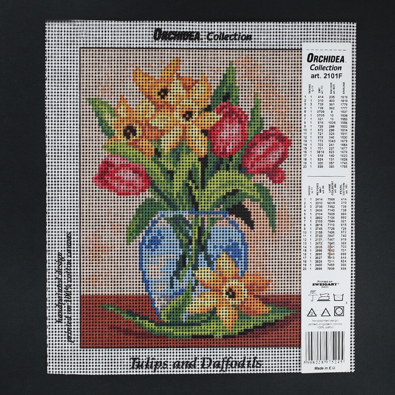 Orchidea 18×24 cm Tulips And Daffodils Printed Gobelin 2101F