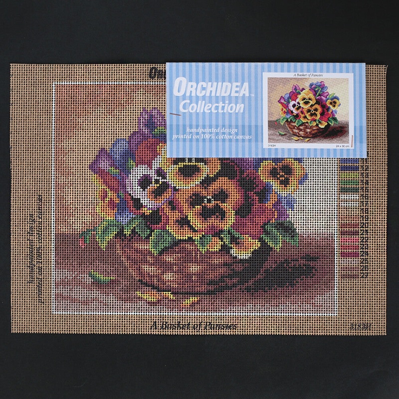 Orchidea 24×30 cm A Basket Of Pansies Printed Gobelin 3183H