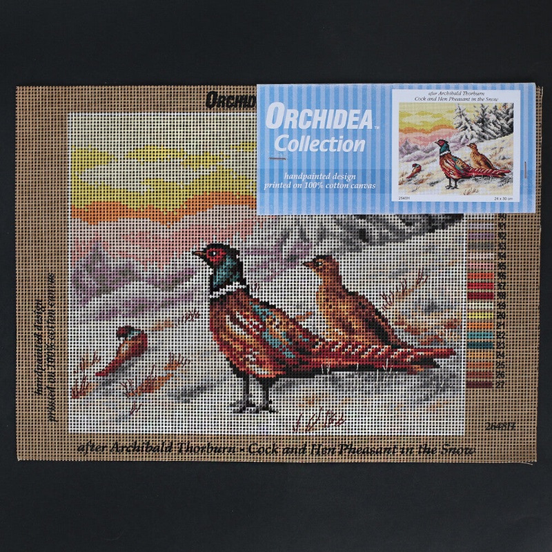 Orchidea 24×30 cm Archibald Thorburn – Cock And Hen Pheasant in The Snow Printed Gobelin 2648H