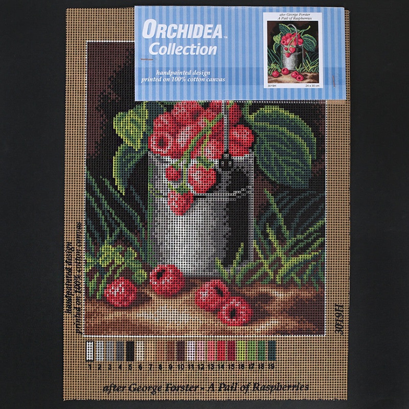 Orchidea 24×30 cm George Forster – A Pail Of Raspberries Printed Gobelin 3019H