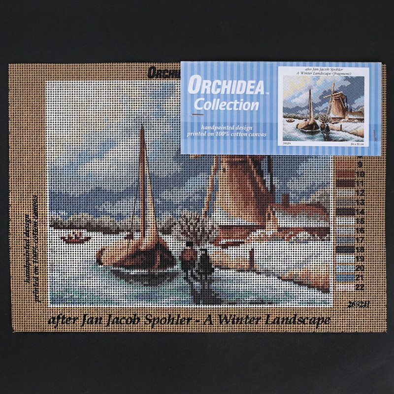 Orchidea 24×30 cm Jan Jacob Spohler – A Winter Landscape Fragment Printed Gobelin 2692H
