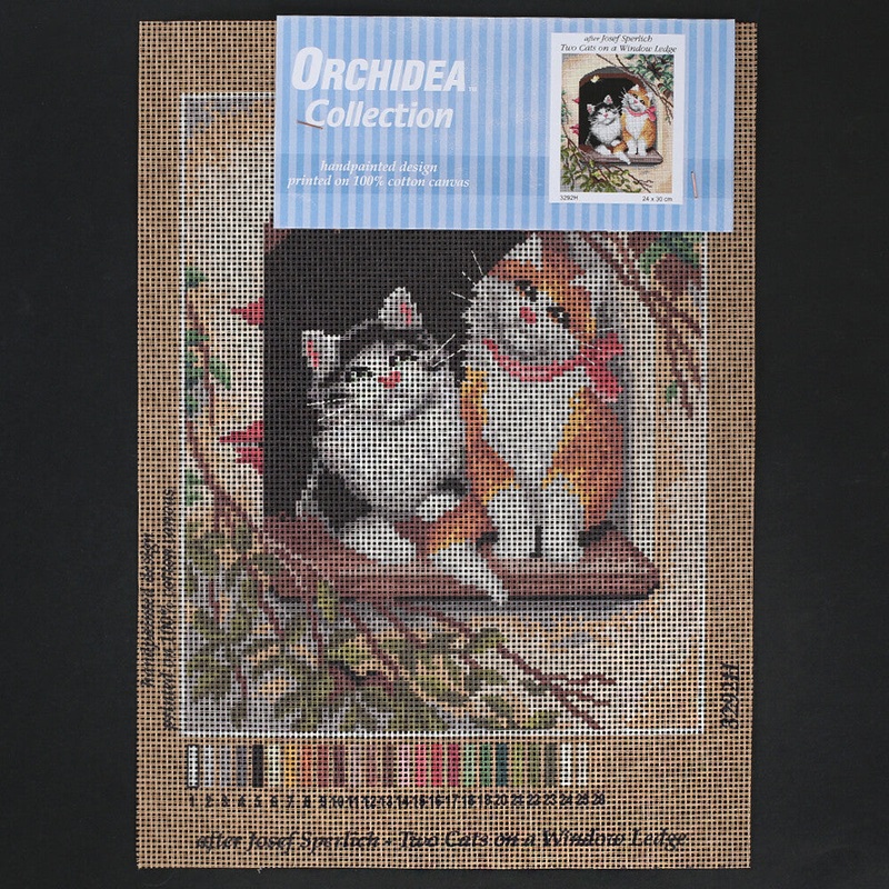 Orchidea 24×30 cm Josef Sperlich – Two Cats On A Window Ledge Printed Gobelin 3292H