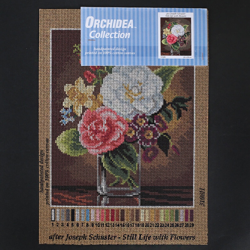 Orchidea 24×30 cm Joseph Schuster – Still Life With Flowers Printed Gobelin 3108H