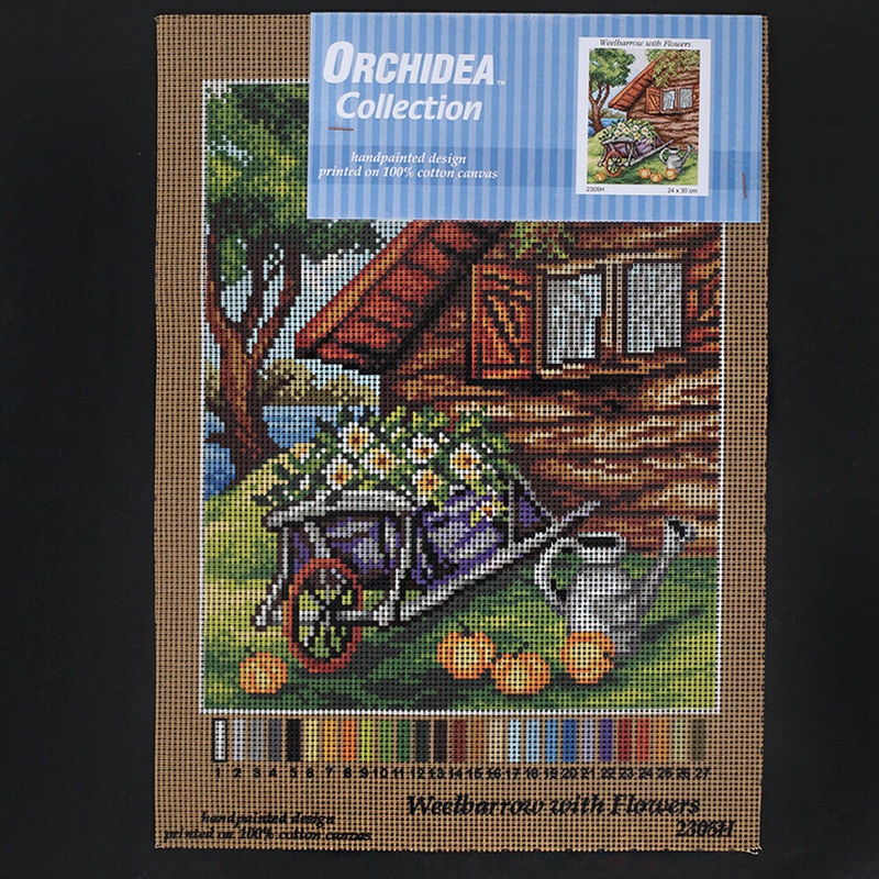 Orchidea 24×30 cm Weelbarrow With Flowers Printed Gobelin 2305H