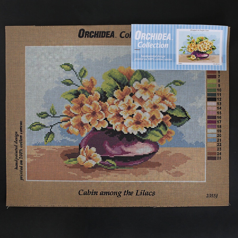 Orchidea 30×40 cm Bouquet in Purple Vase Printed Gobelin 2355J