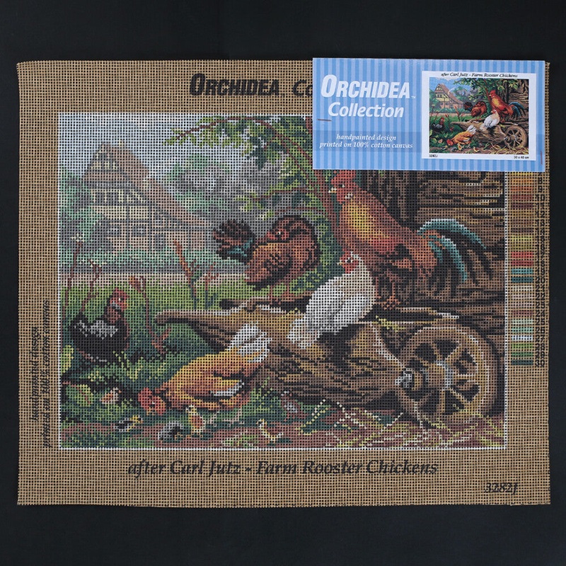 Orchidea 30×40 cm Carl Jutz – Farm Rooster Chickens Printed Gobelin 3282J