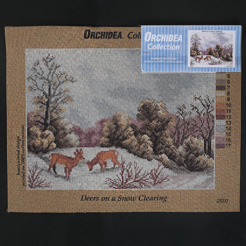 Orchidea 30×40 cm Deers On A Snow Clearing Printed Gobelin 2523J