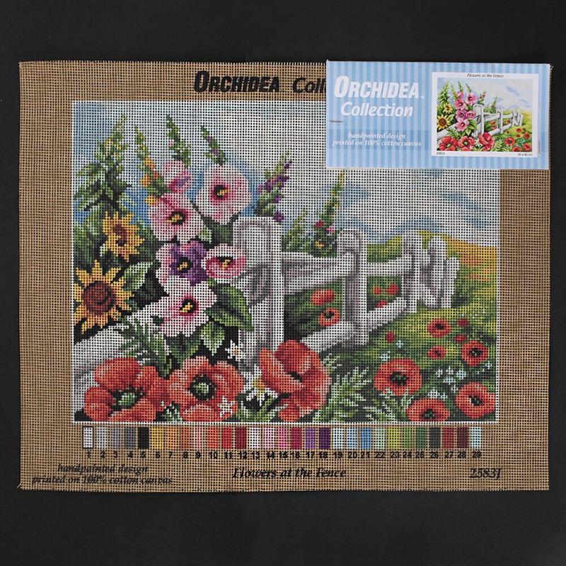 Orchidea 30×40 cm Flowers At The Fence Printed Gobelin 2583J