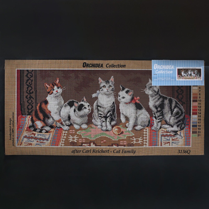 Orchidea 30×70 cm Carl Reichert – Cat Family Printed Gobelin 3136Q