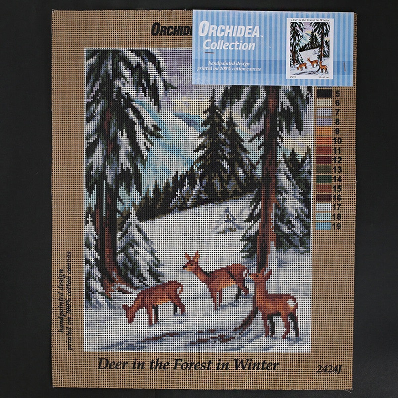 Orchidea 30×40 cm Deer in The Forest in Winter Printed Gobelin 2424J