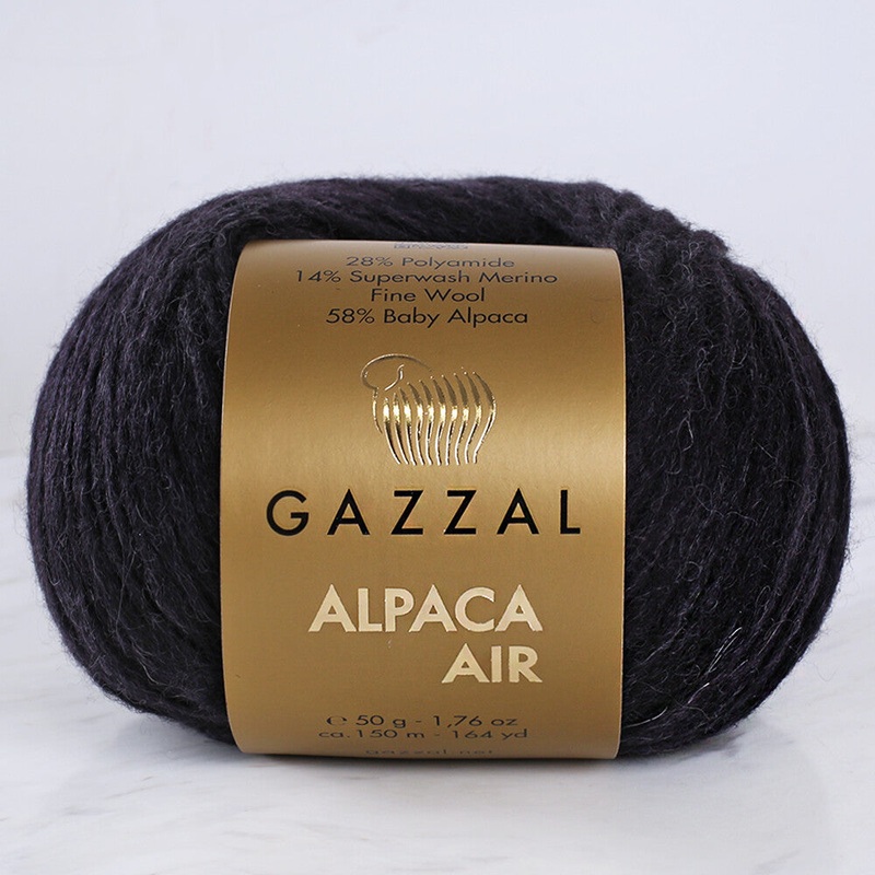 Gazzal Alpaca Air Knitting Yarn , Black – C:80