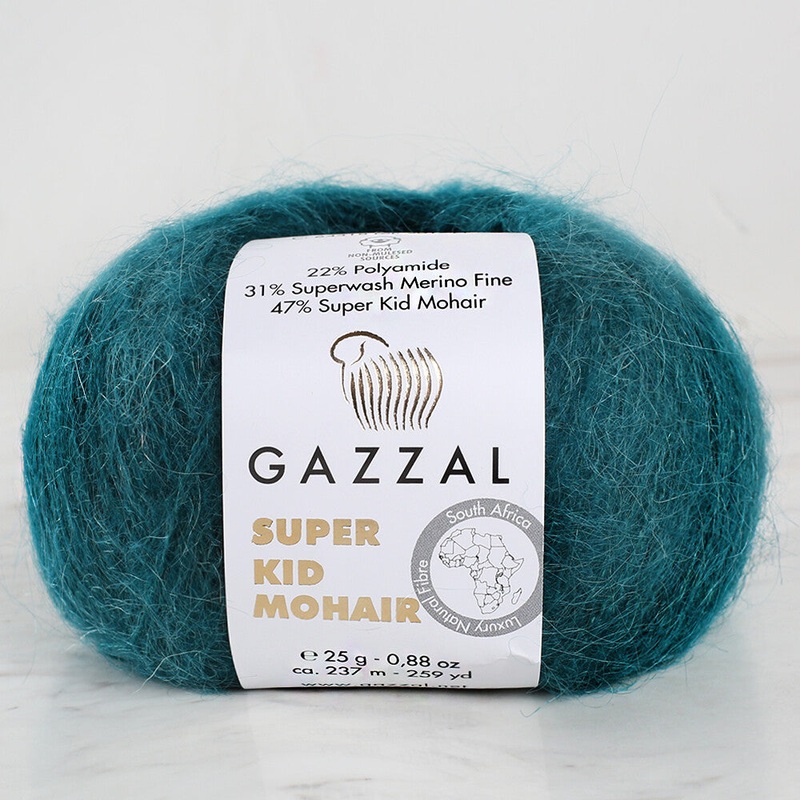 Gazzal Super Kid Mohair 25 Gr Knitting Yarn, Dark Green – 64418