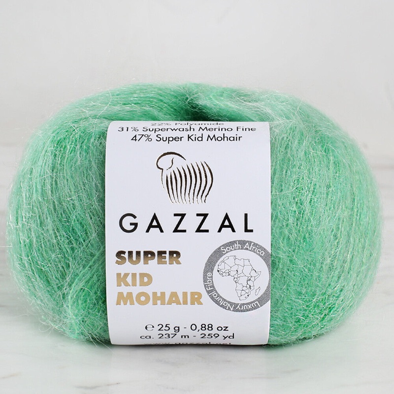 Gazzal Super Kid Mohair 25 Gr Knitting Yarn, Green – 64427