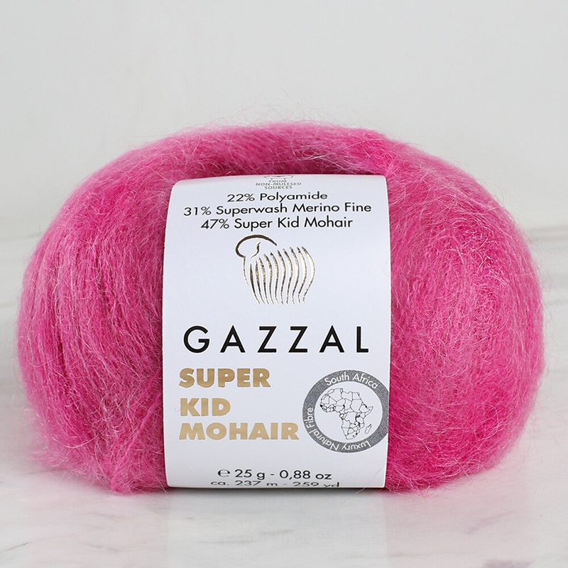Gazzal Super Kid Mohair 25 Gr Knitting Yarn, Pink – 64421