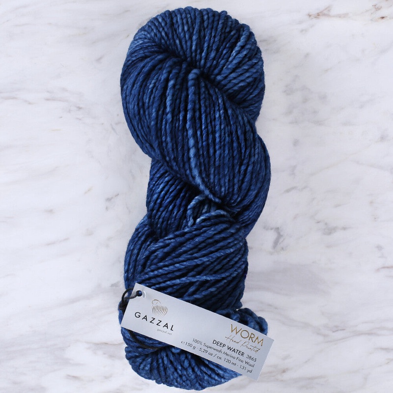 Gazzal Worm Hand Paints Yarn, Blue – 3865