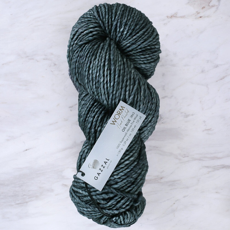 Gazzal Worm Hand Paints Yarn, Petrol Blue – 3863