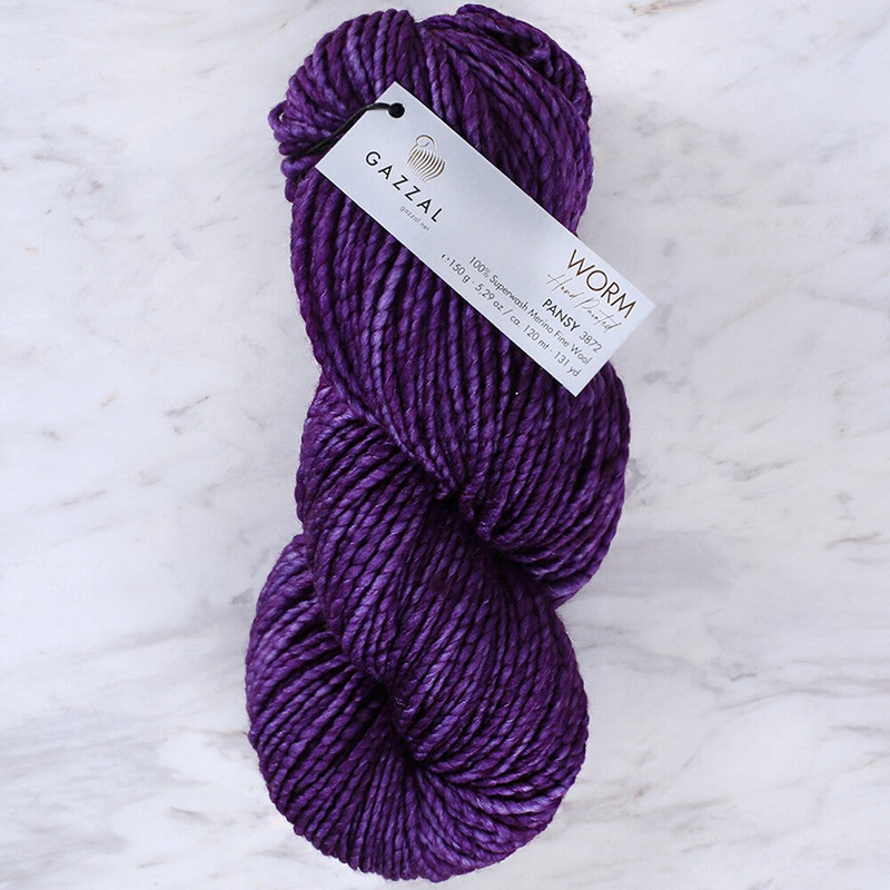 Gazzal Worm Hand Paints Yarn, Purple – 3872