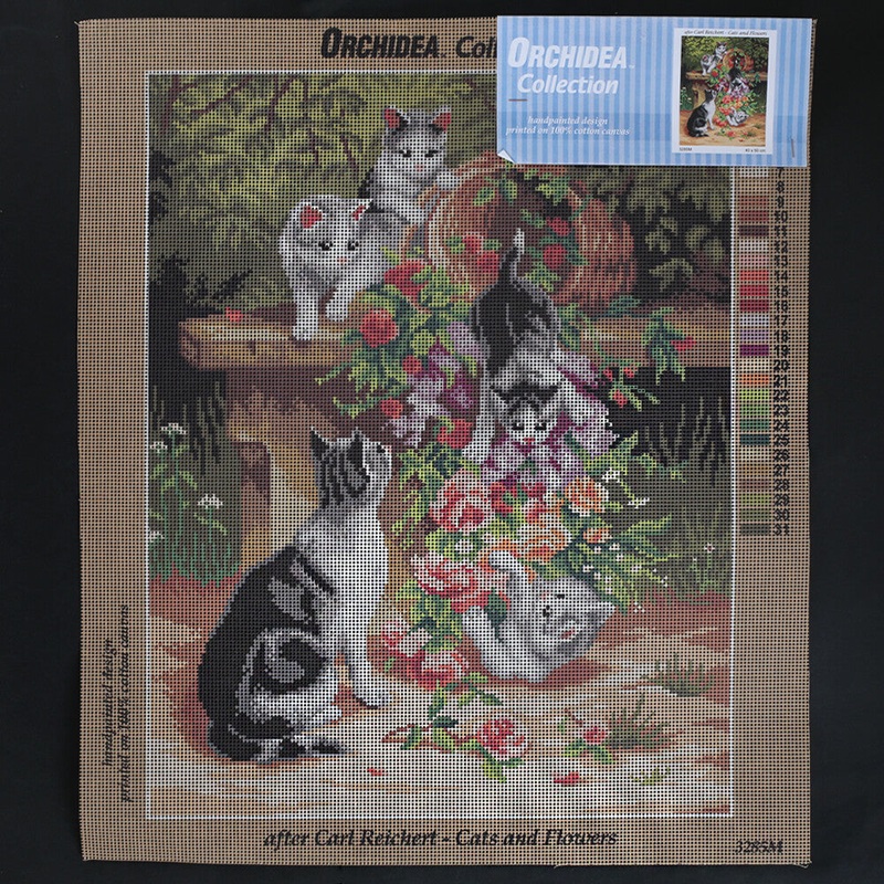 Orchidea 40×50 cm Carl Reichert – Cats And Flowers Printed Gobelin 3285M