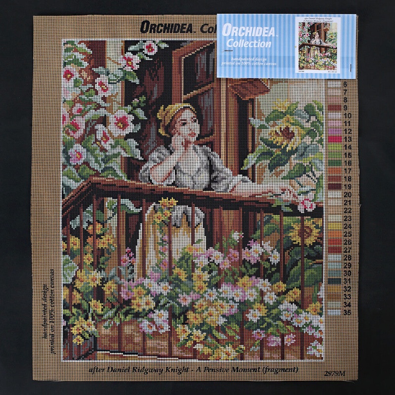 Orchidea 40×50 cm Daniel Ridgway Knight – A Pensive Moment Fragment Printed Gobelin 2979M
