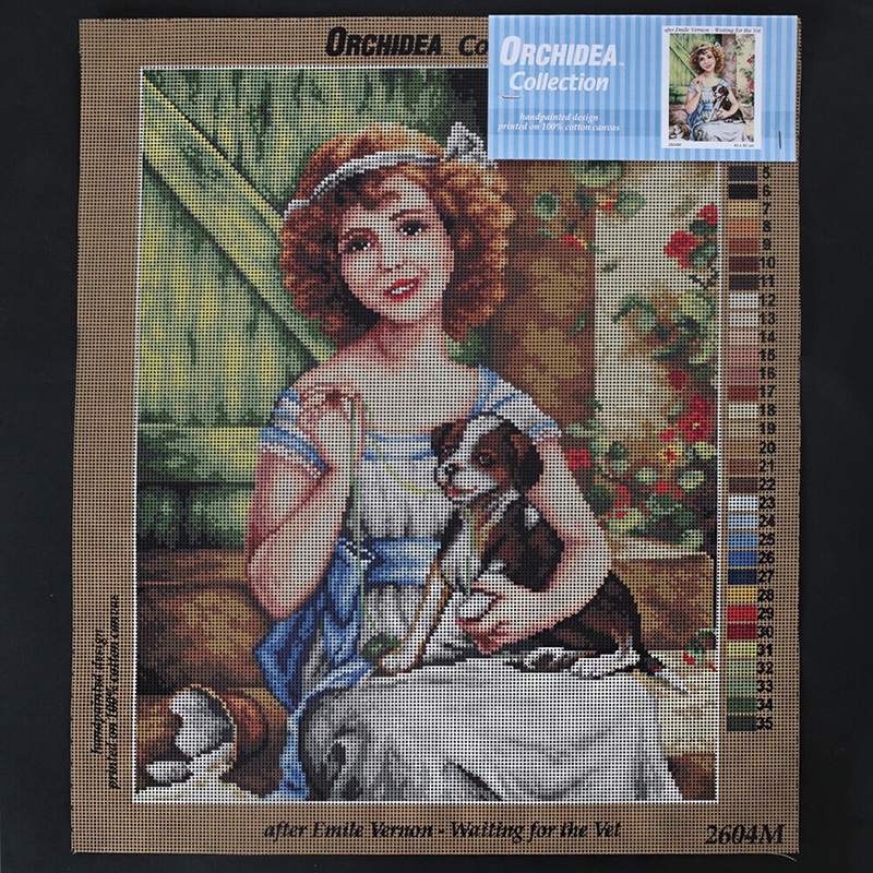 Orchidea 40×50 cm Emile Vernon – Weitting For The Vet Printed Gobelin 2604M