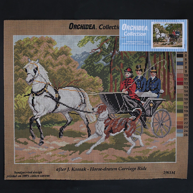 Orchidea 40×50 cm Juliusz Kossak – Horse-Drawn Carriage Ride Printed Gobelin 1961M