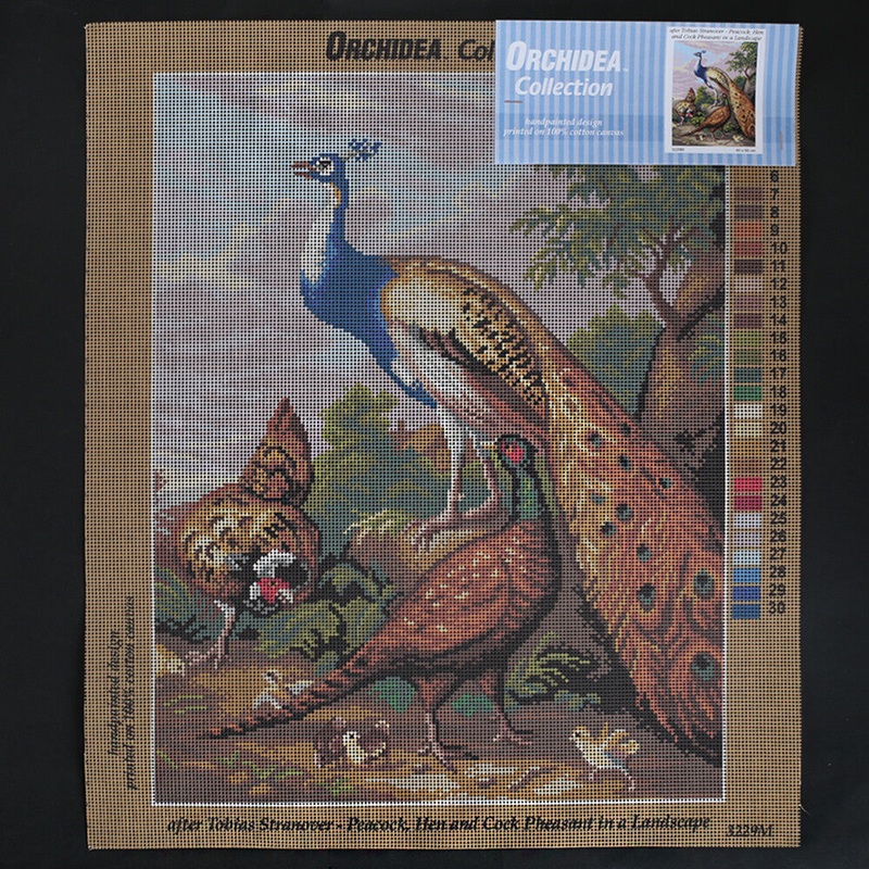 Orchidea 40×50 cm Tobias Stranover – Peacook Hen And Cock Pheasant in A Landscape Printed Gobelin 32