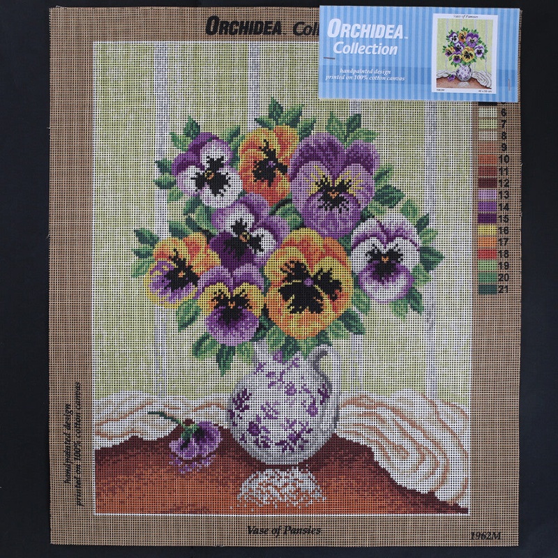 Orchidea 40×50 cm Vase Of Pansies Printed Gobelin 1962M