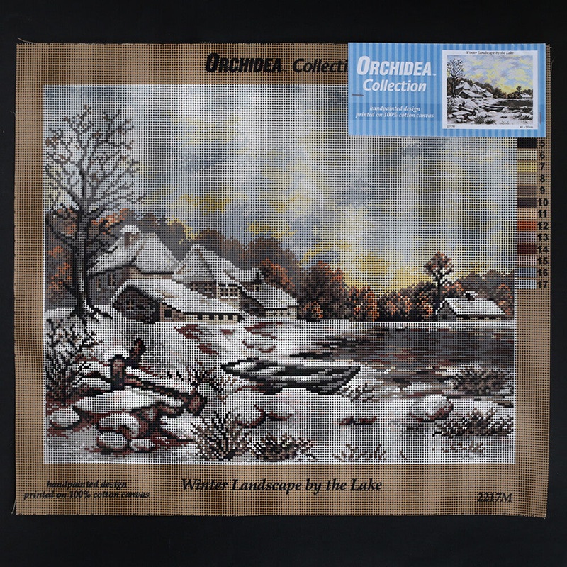Orchidea 40×50 cm Winter Landscape By The Lake Printed Gobelin 2217M