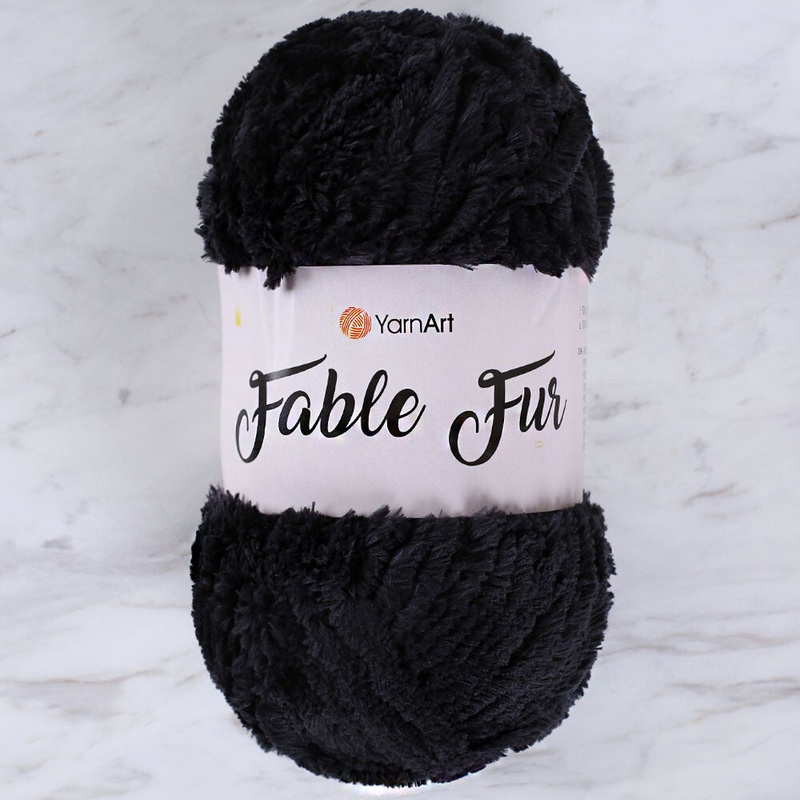 YarnArt Fable Fur Yarn- Black – 988