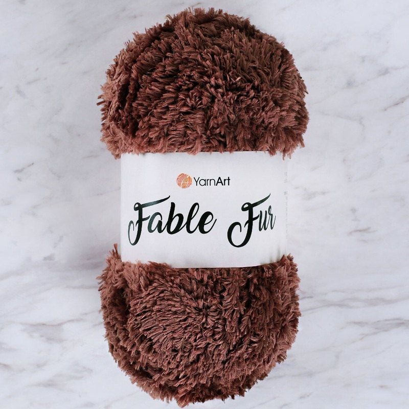 YarnArt Fable Fur Yarn- Brown – 986
