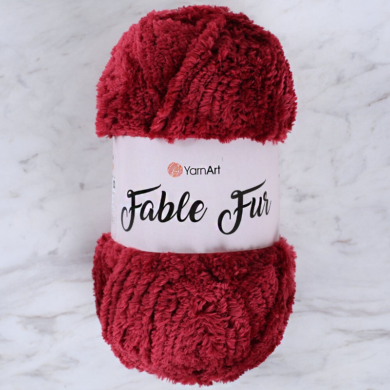 YarnArt Fable Fur Yarn- Burgundy – 981