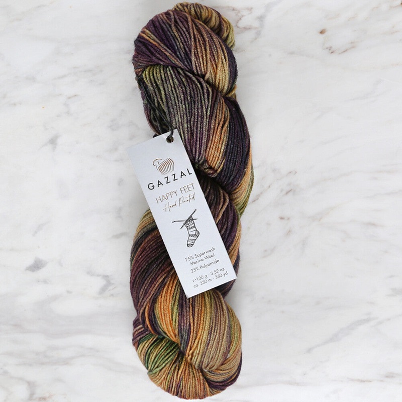 Gazzal Happy Feet Socks Knitting Yarn , Variegated – 3257