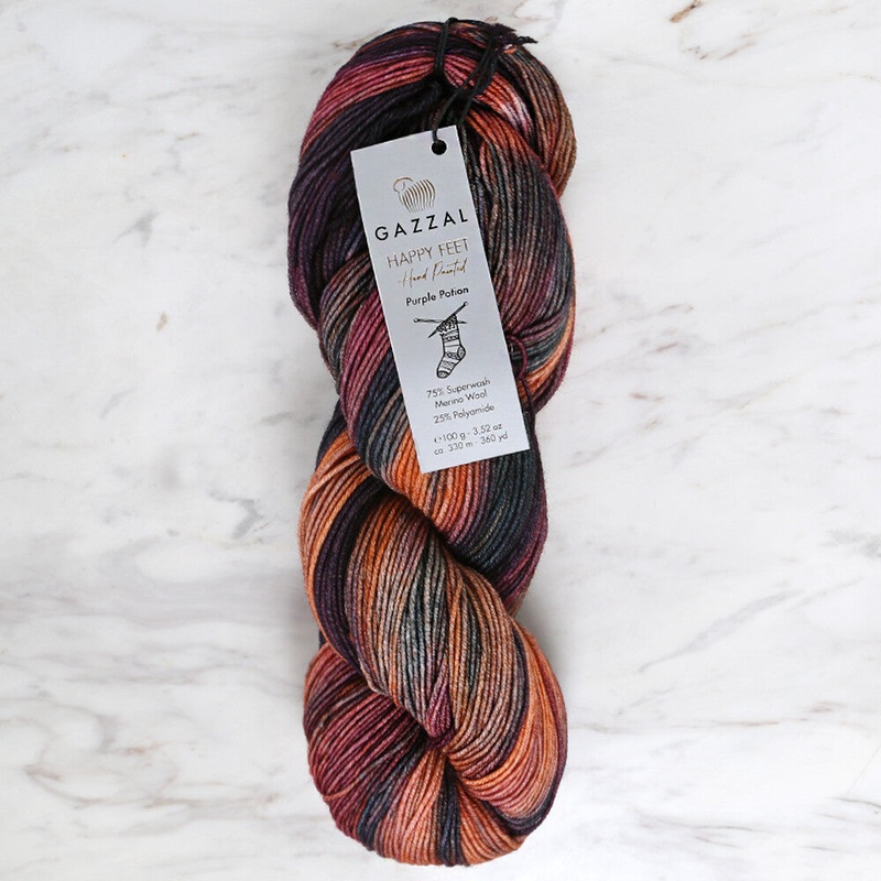 Gazzal Happy Feet Socks Knitting Yarn , Variegated – 3261