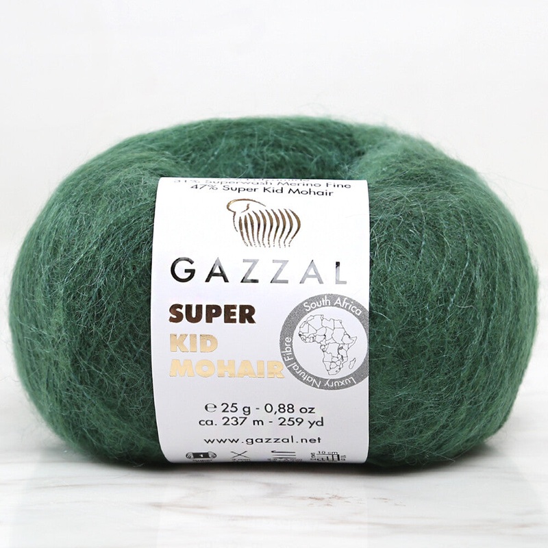 Gazzal Super Kid Mohair 25 Gr Knitting Yarn, Geen – 64428