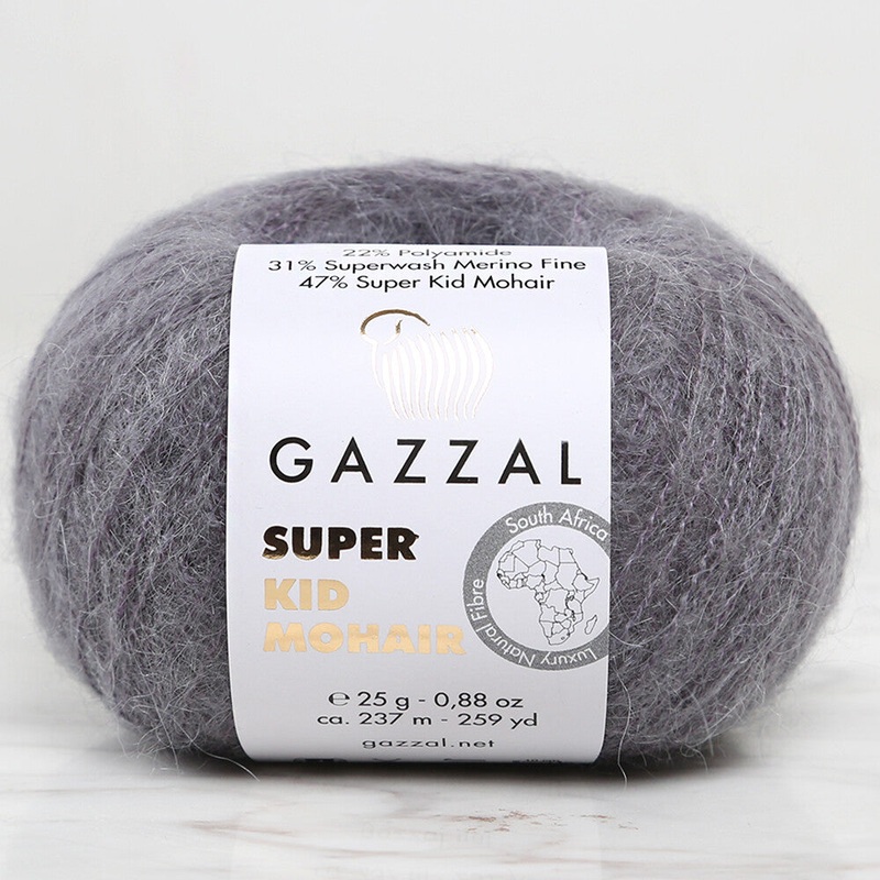 Gazzal Super Kid Mohair 25 Gr Knitting Yarn, Grey – 64433