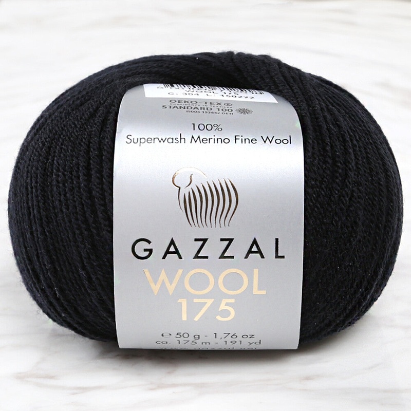 Gazzal Wool 175 50 Gr Yarn, Black – 304