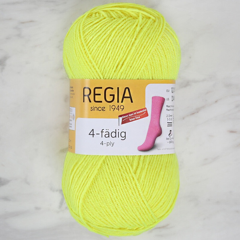 Schachenmayr Regia 4-PLY 50gr Sock Yarn, Neon Yellow – 02090