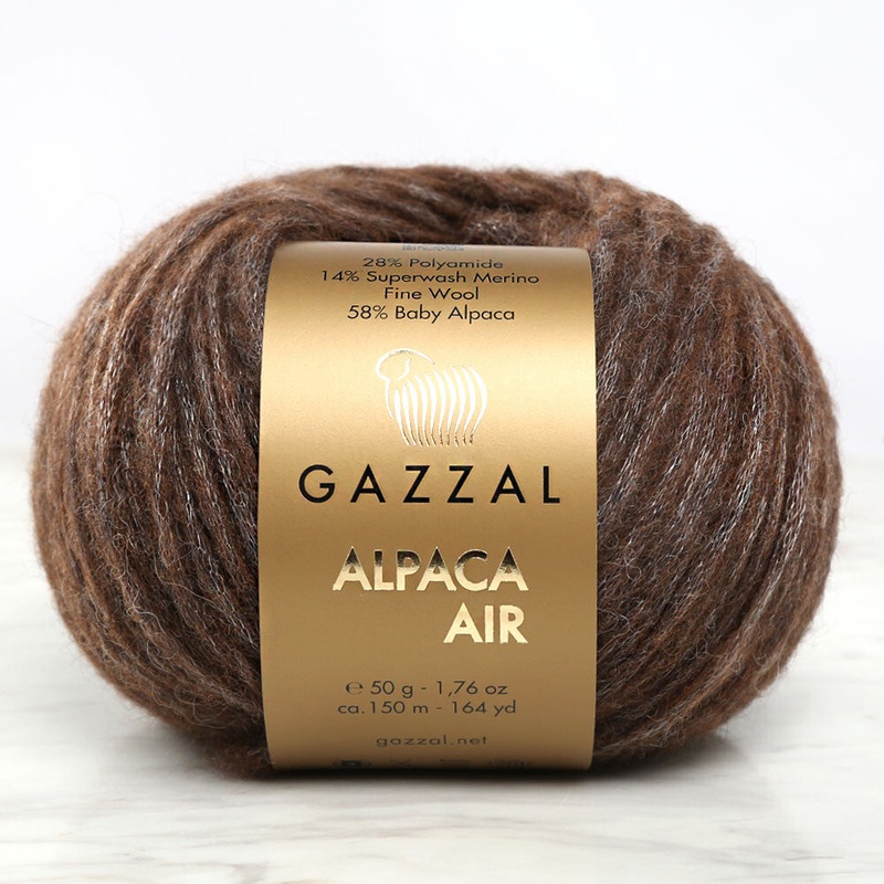 Gazzal Alpaca Air Knitting Yarn, Brown – C:77
