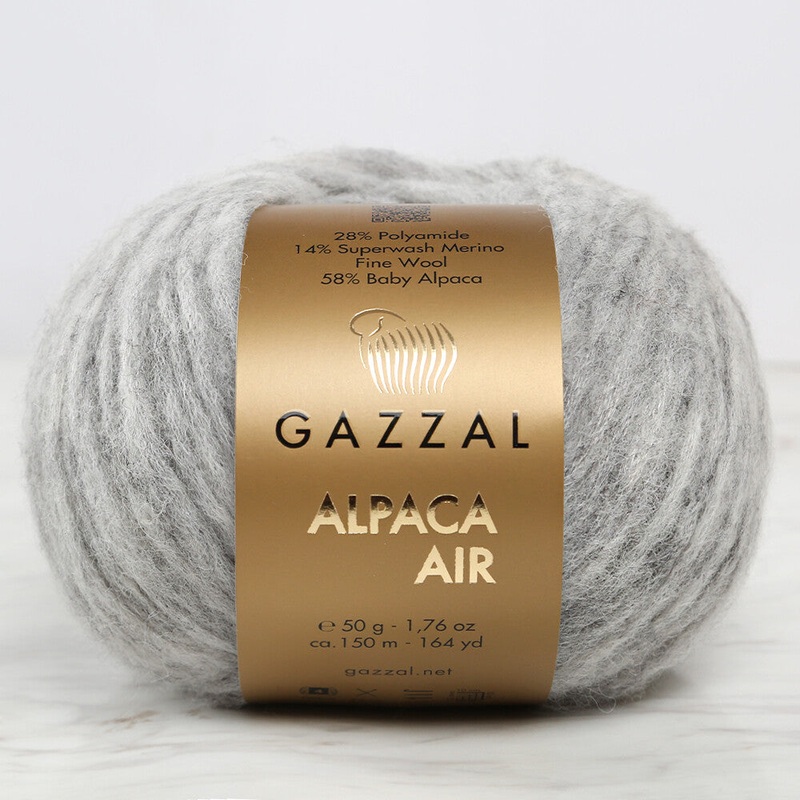 Gazzal Alpaca Air Knitting Yarn , Grey – C:78