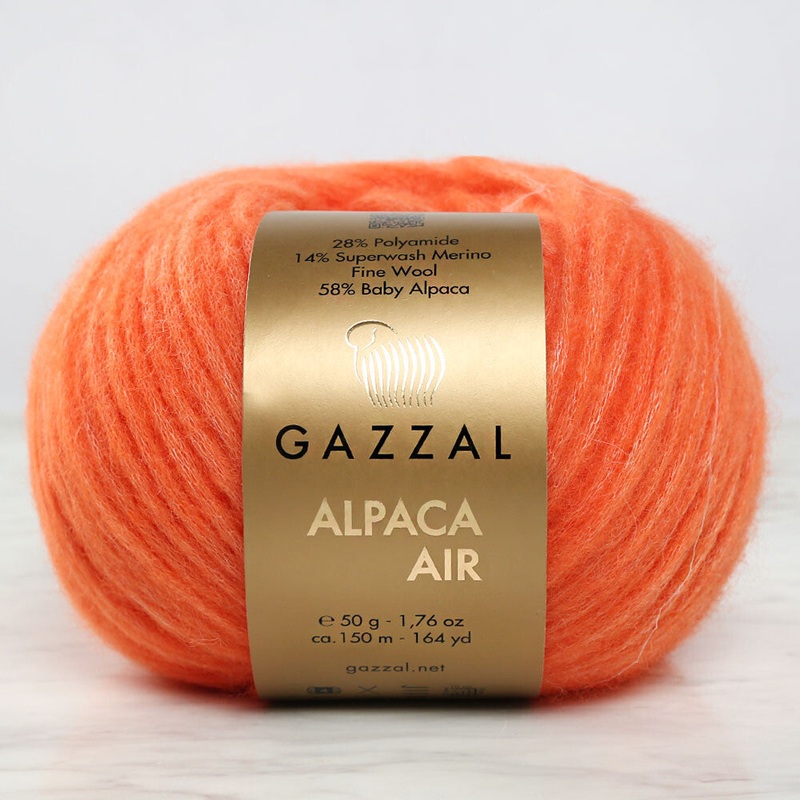 Gazzal Alpaca Air Knitting Yarn, Orange – C:93