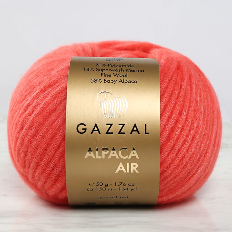 Gazzal Alpaca Air Knitting Yarn, Vermilion – C:87