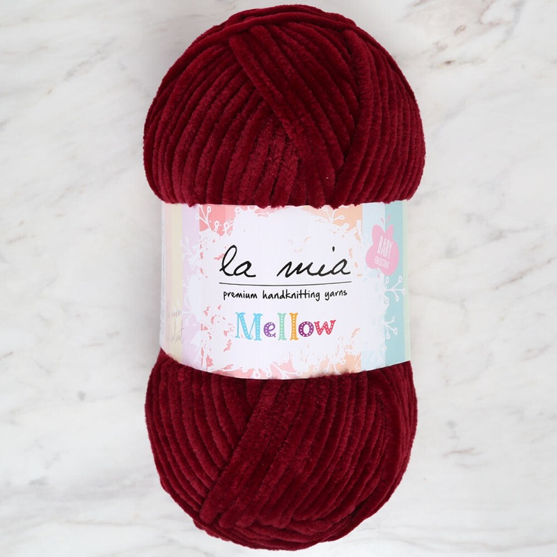 La Mia Mellow Chenille Yarn, Burgundy – 912