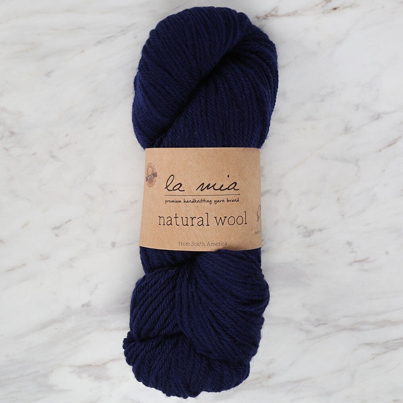 La Mia Natural Wool Knitting Yarn, Navy Blue – L630